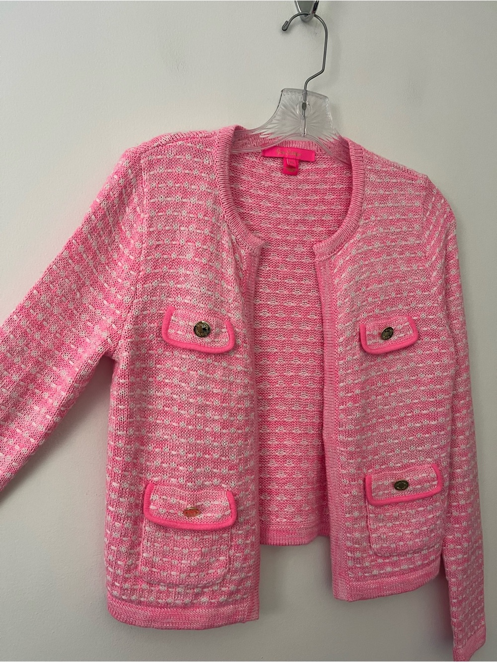 Lilly Pulitzer Kienna Cardigan Sweater Pink Knit XS Preppy Coastal Lady Jacket - Picture 2 of 11